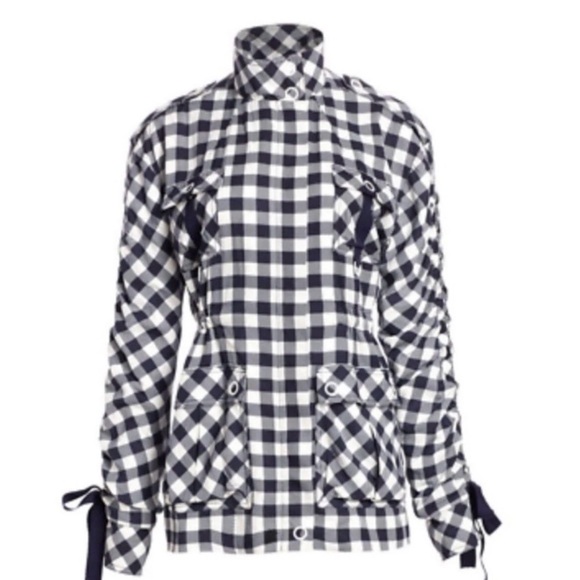 NWT Jonathan Simkhai Checkered Utility Jacket in Navy and White - Picture 2 of 6